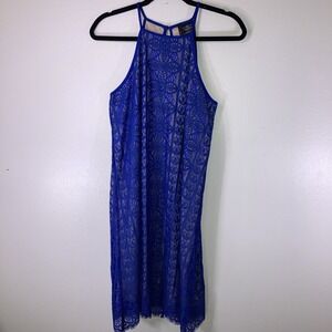 Fire Los Angeles L Royal Blue Midi Dress - mesh overlay Classy
